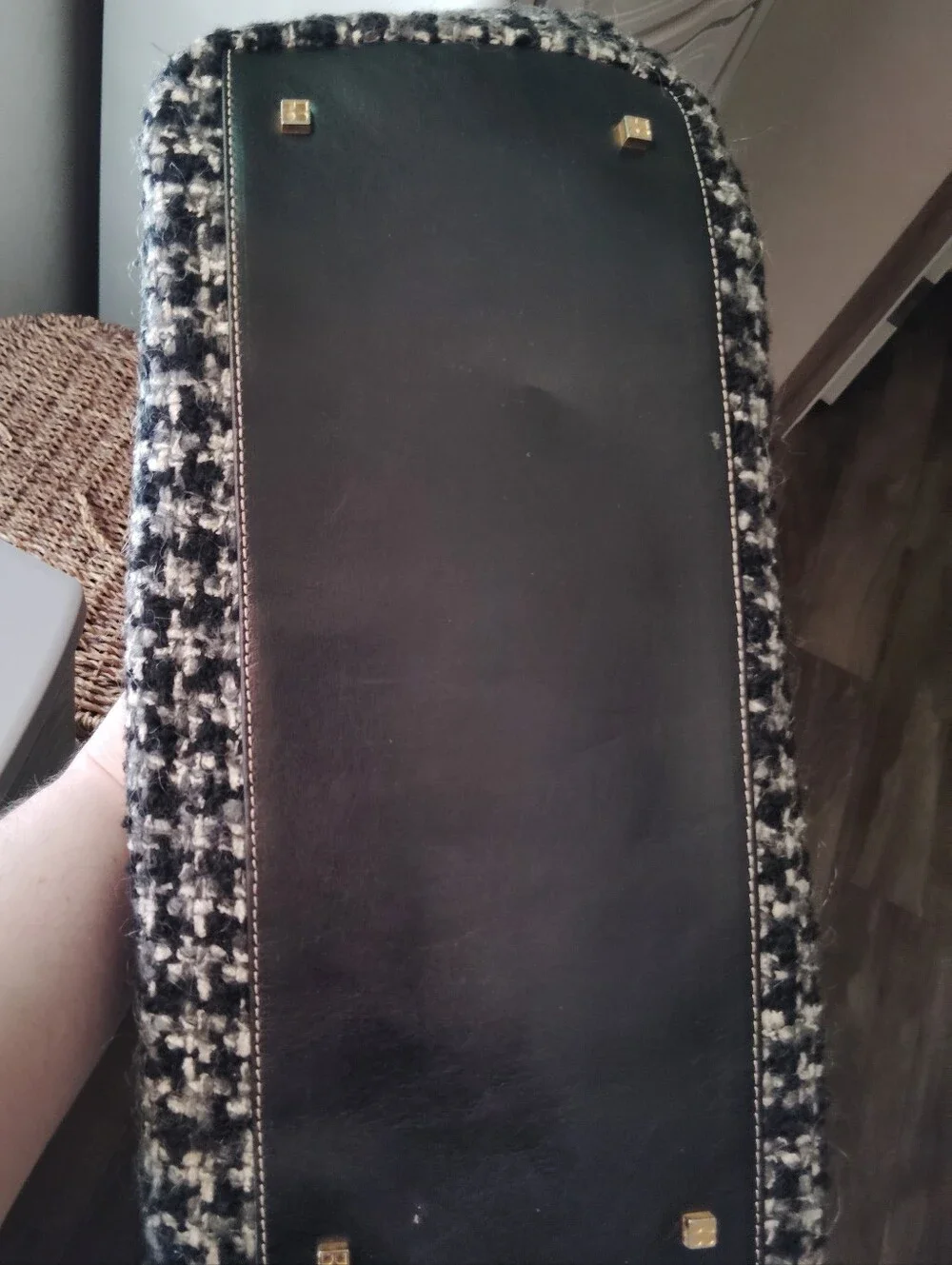 Authentic Kate Spade $350 Boucle Tweed Black & Gray Satchel Handbag